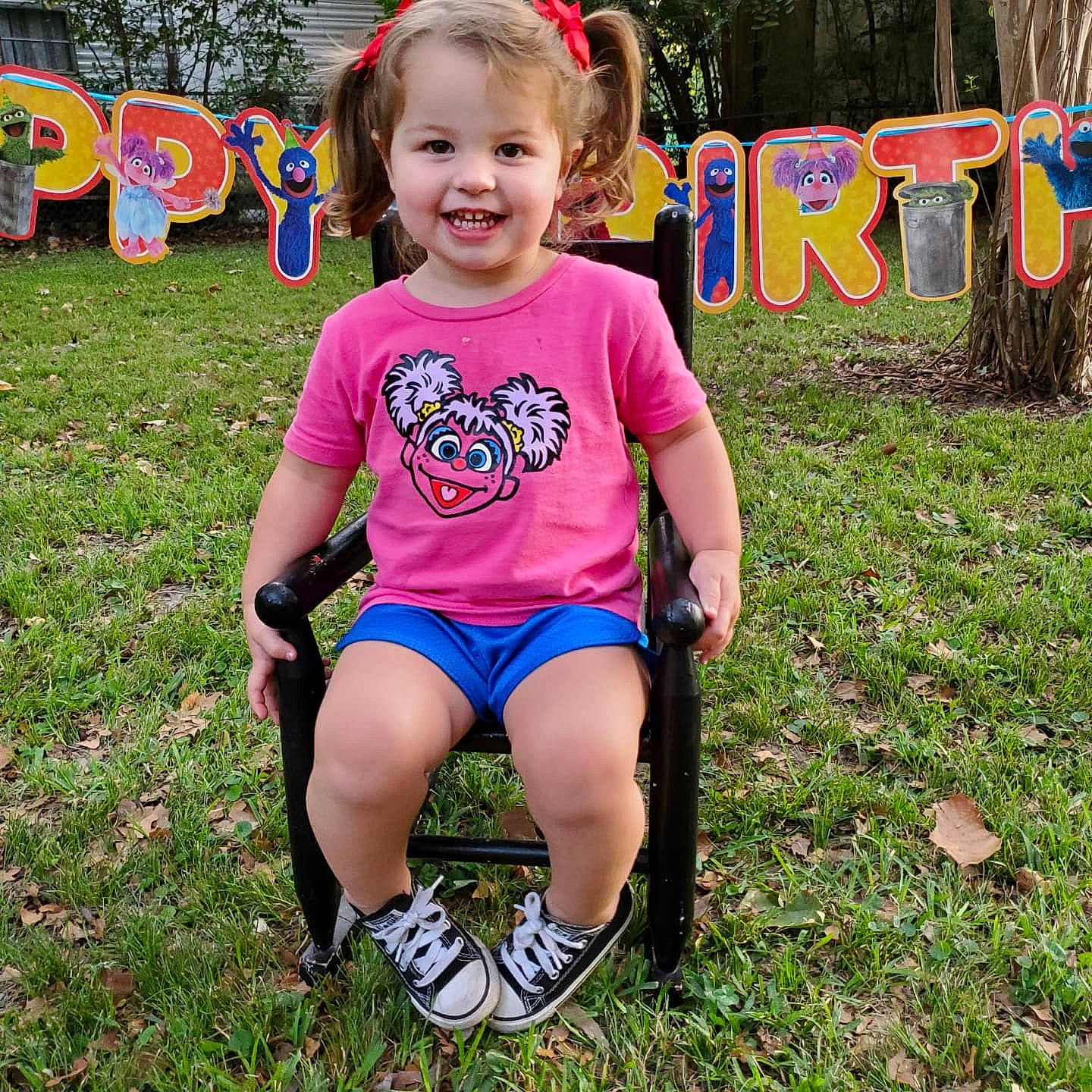 Maevery joined the competition — help win amazing prizes! baby_toddler_clothing, child, clothing, cool, fun, grass, happy, joy, lawn, leisure, people, people_in_nature, person, pink, plant, shorts, sleeve, smile, summer, t_shirt