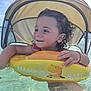 Brando joined the competition — help win amazing prizes! toddler, child, water, swimming, inflatable_ring, yellow, curly_hair, wet_hair, smiling, canopy, outdoor, sunny, sky, baby, floating, summer, vacation, playful, happy, closeup