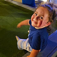 Santino joined the competition — help win amazing prizes! blue_shirt, casual, child, concrete, cute, face, fun, green_grass, hair, happy, ledges, motion_blur, nighttime, outdoor, person, playing, sitting, smiling, striped_pants, toddler