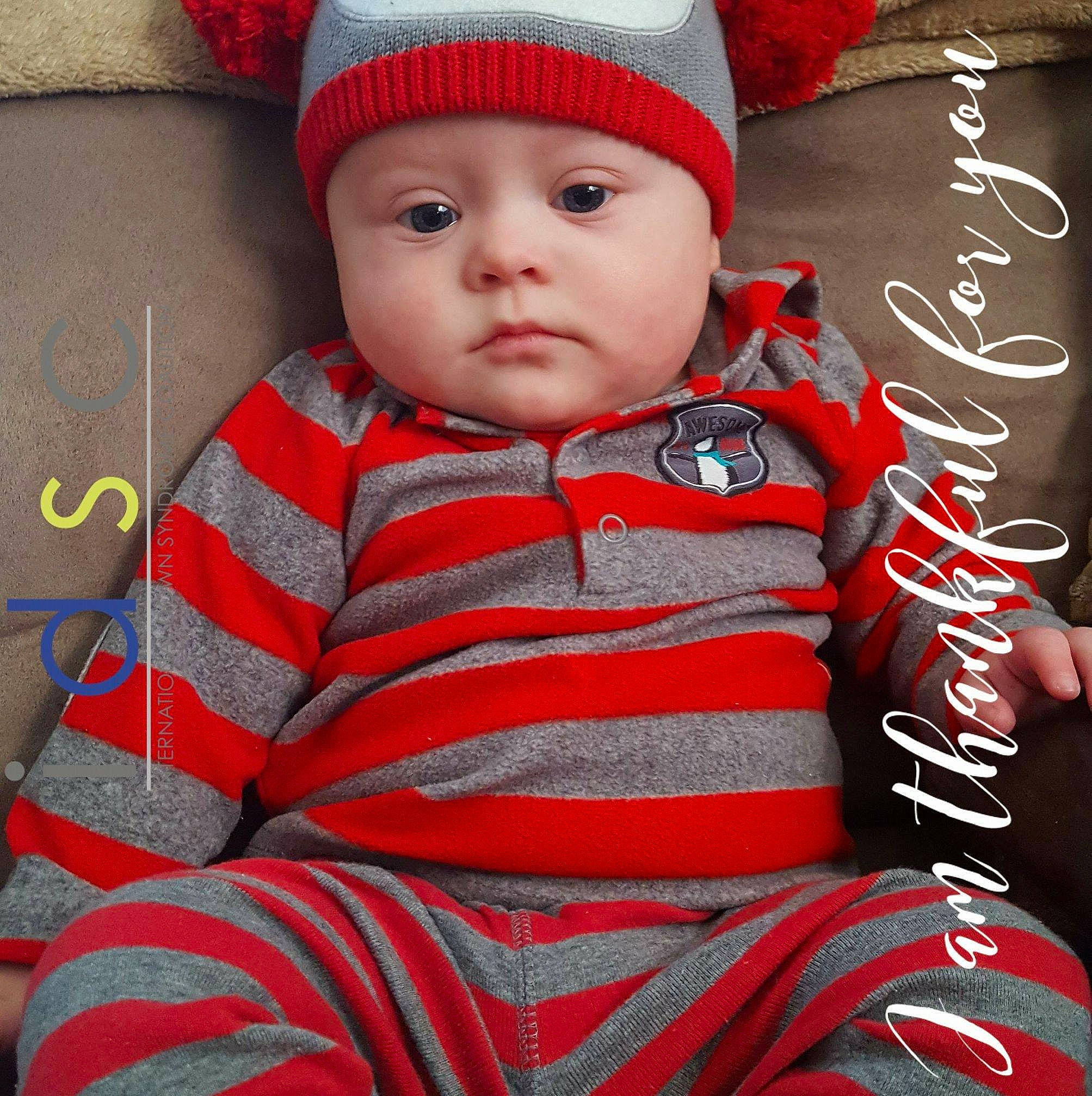 Trey joined the competition — help win amazing prizes! beanie, cap, child, christmas, headgear, infant, knit_cap, outerwear, person, product, red, textile, toddler