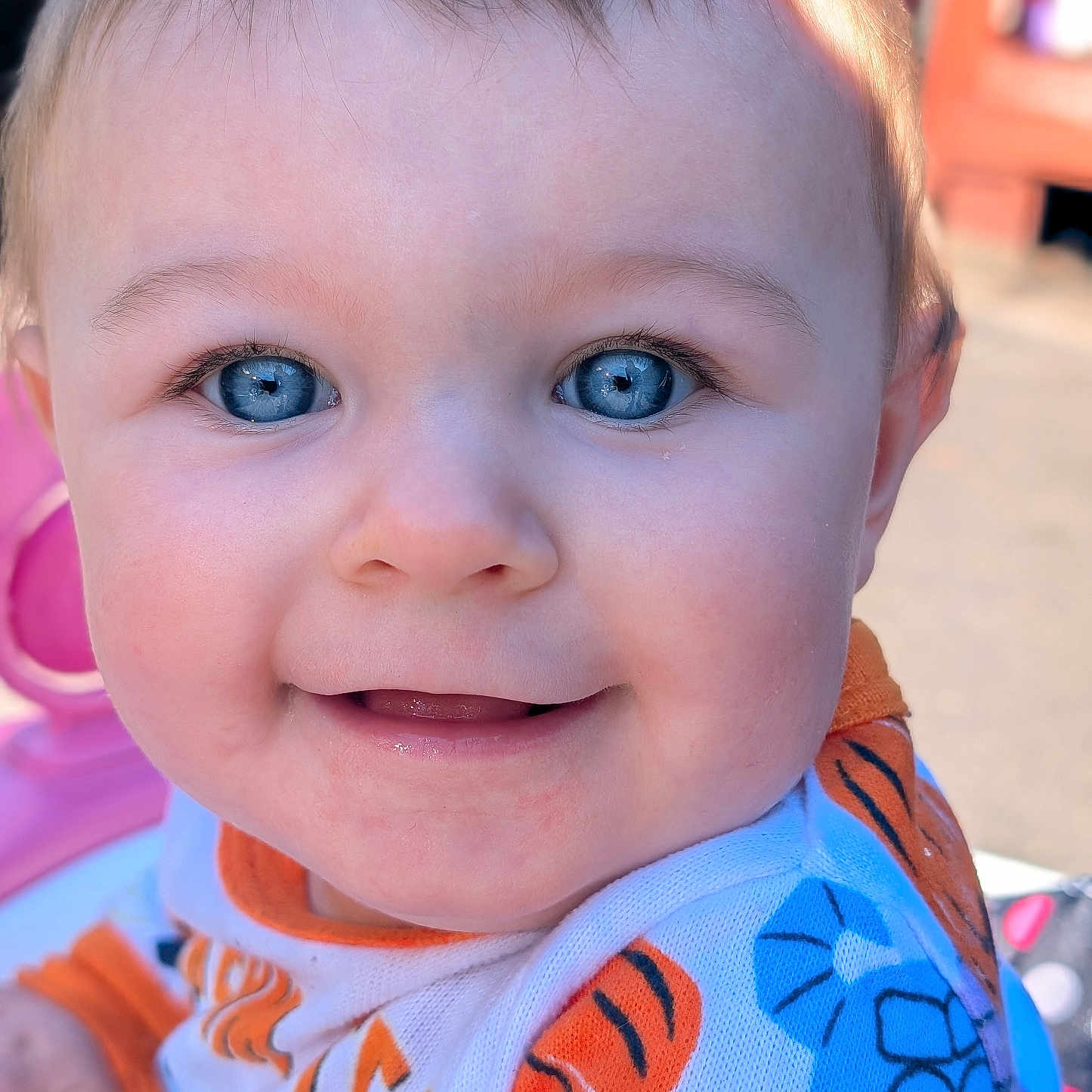 Finleigh joined the competition — help win amazing prizes! baby, bodypart, clothing, coat, dress, face, finger, hand, happy, head, jacket, laughing, mouth, person, photography, portrait, shirt, smile, t_shirt, teeth