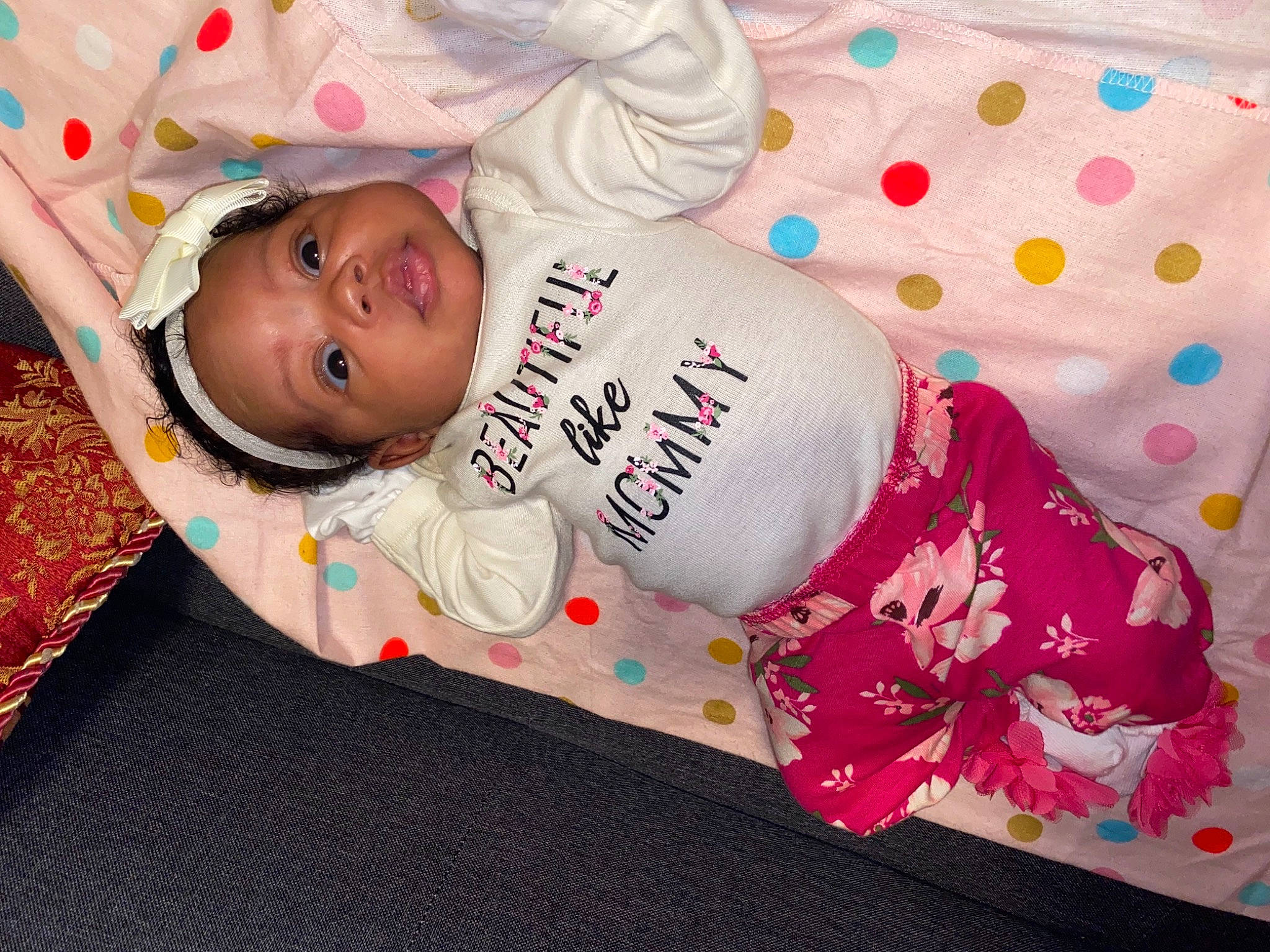 Milahnié is registered to the contest to win money with this photo: baby, baby_sleeping, baby_toddler_clothing, child, nap_mat, person, pink, textile, toddler