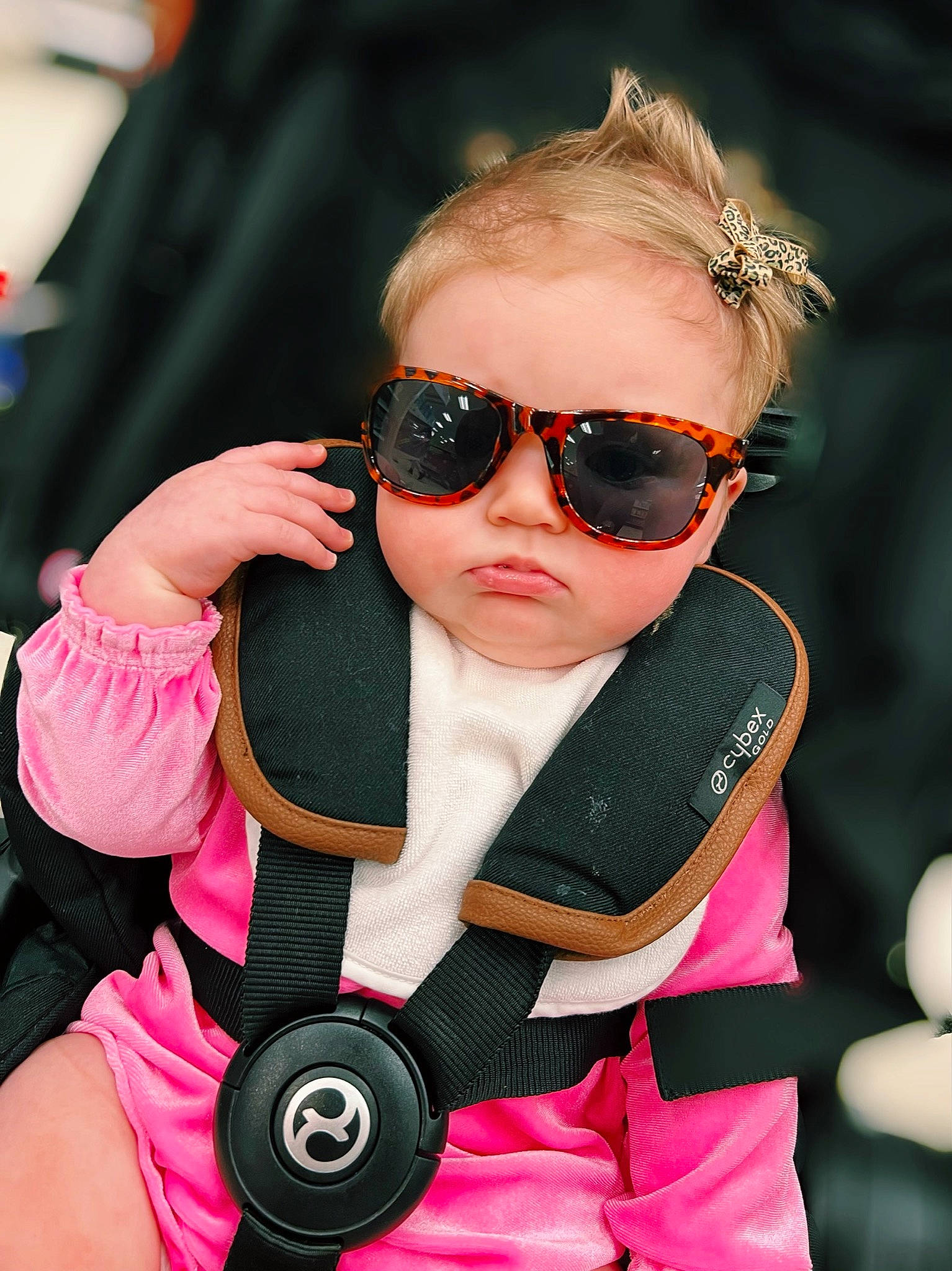 Macie joined the competition — help win amazing prizes! baby, baby_carriage, baby_toddler_clothing, beard, cheek, child, cool, event, eye_glass_accessory, eyewear, fun, glasses, goggles, happy, mouth, person, personal_protective_equipment, pink, sunglasses, toddler