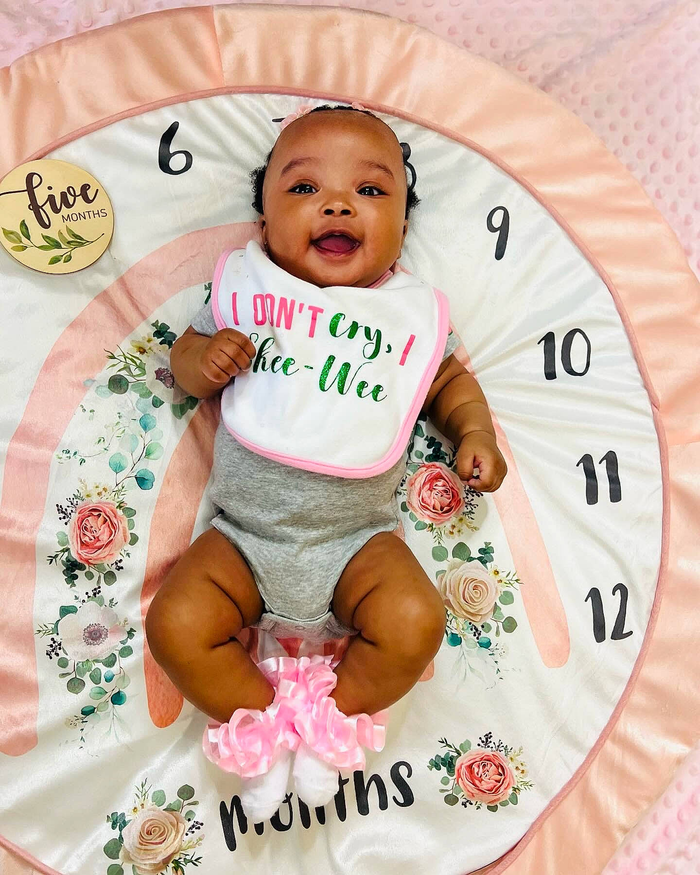 Dior joined the competition — help win amazing prizes! baby, baby_products, baby_toddler_clothing, cheek, child, circle, comfort, fashion_accessory, font, happy, linens, pattern, person, pink, product, sitting, sleeve, sock, t_shirt, textile