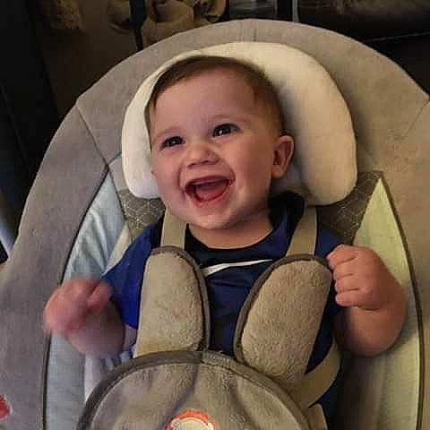 Jaxston is registered to the contest to win money with this photo: auto_part, baby, baby_in_car_seat, baby_laughing, car_seat, cheek, child, ear, face, facial_expression, head, laugh, person, product, seat_belt, smile, toddler, wheel