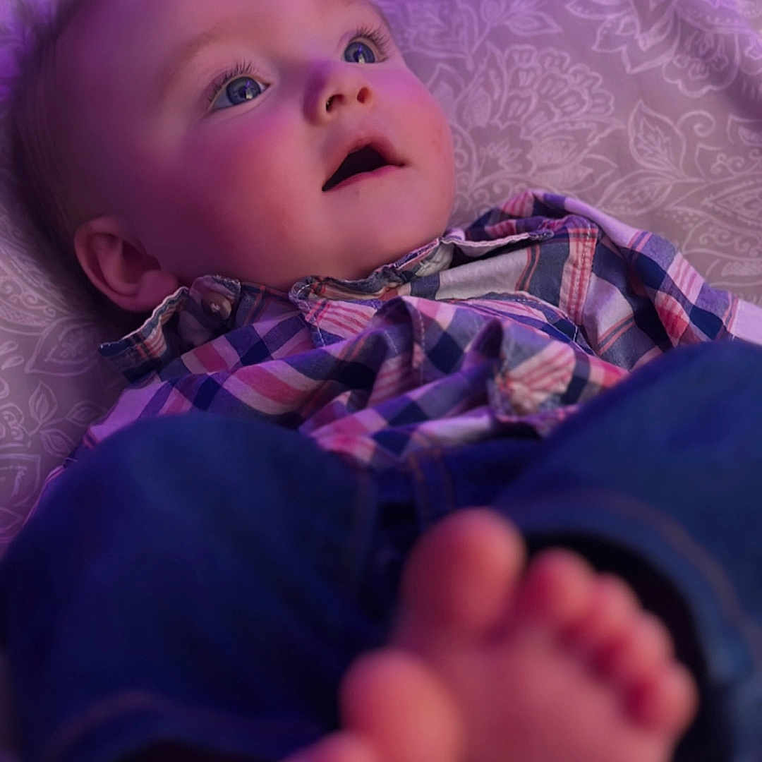 Callum joined the competition — help win amazing prizes! ankle, baby, barefoot, blanket, bodypart, clothing, couch, face, finger, furniture, hand, head, heel, newborn, person, photography, portrait, purple, quilt, toe