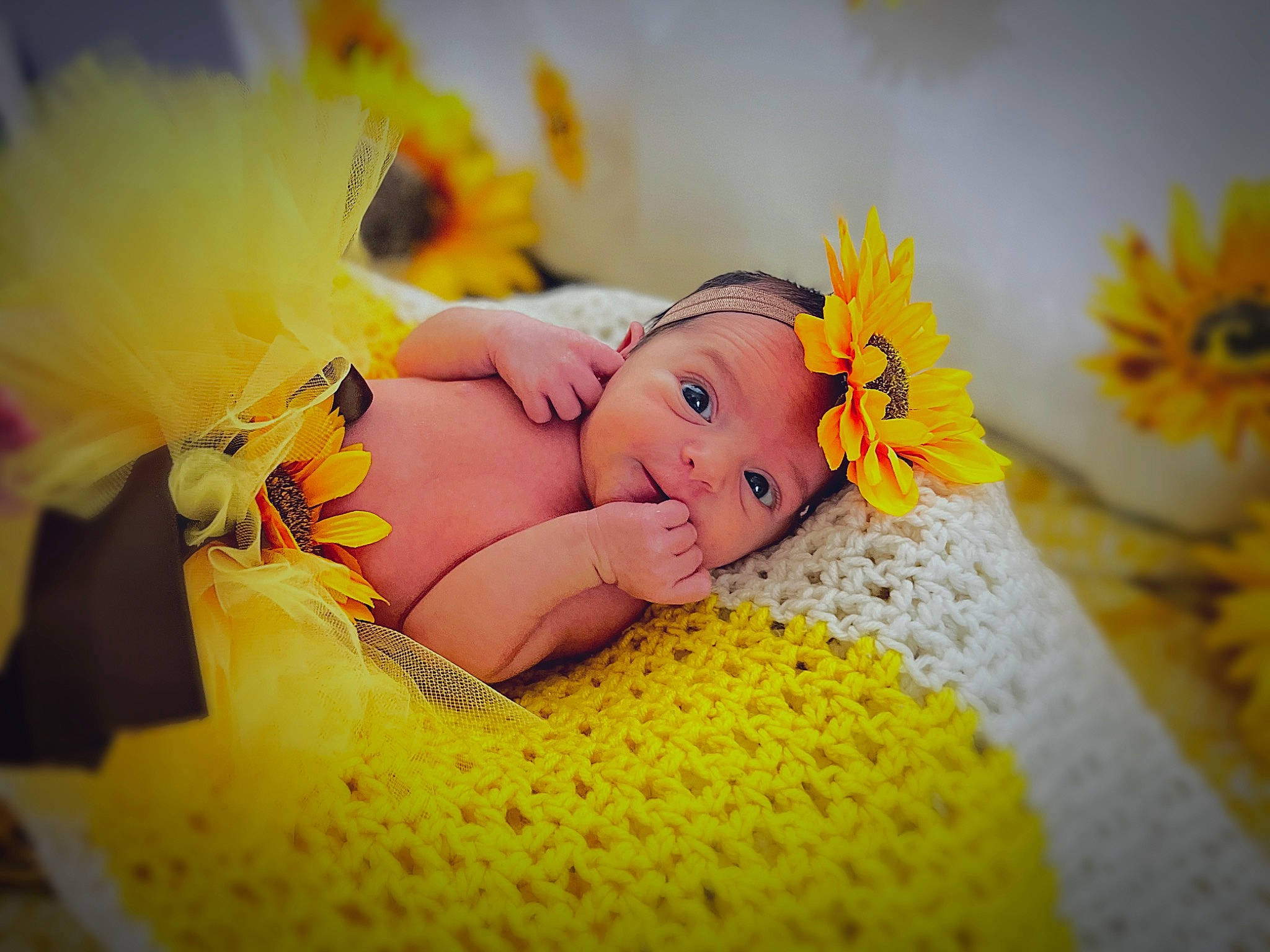 Penelope joined the competition — help win amazing prizes! arm, baby, child, eye, flash_photography, flower, fun, grass, happy, headband, headpiece, leisure, macro_photography, orange, people_in_nature, person, petal, plant, sweetness, toy