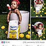 baby, child, photoshoot, cute, lemons, giant_cup, red_bow, sugar_bag, straw, green_grass, playful, smiling, adorable, portrait, outdoor, props, fun, drink_theme, infant, photography