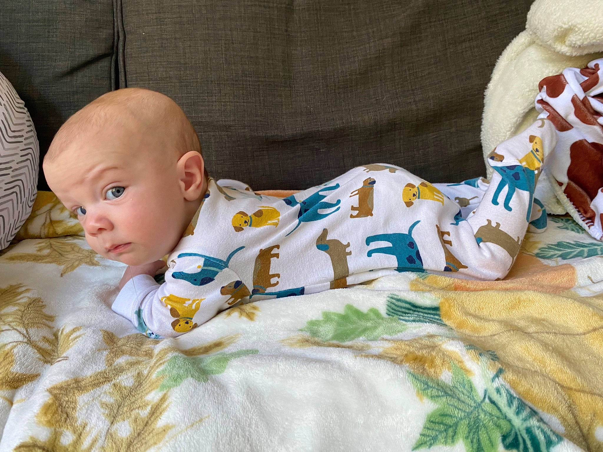 Weston joined the competition — help win amazing prizes! baby, baby_products, baby_sleeping, baby_toddler_clothing, bed_sheet, bedding, blanket, child, comfort, doll, linens, nightwear, pattern, person, product, room, sitting, sleeve, t_shirt, textile