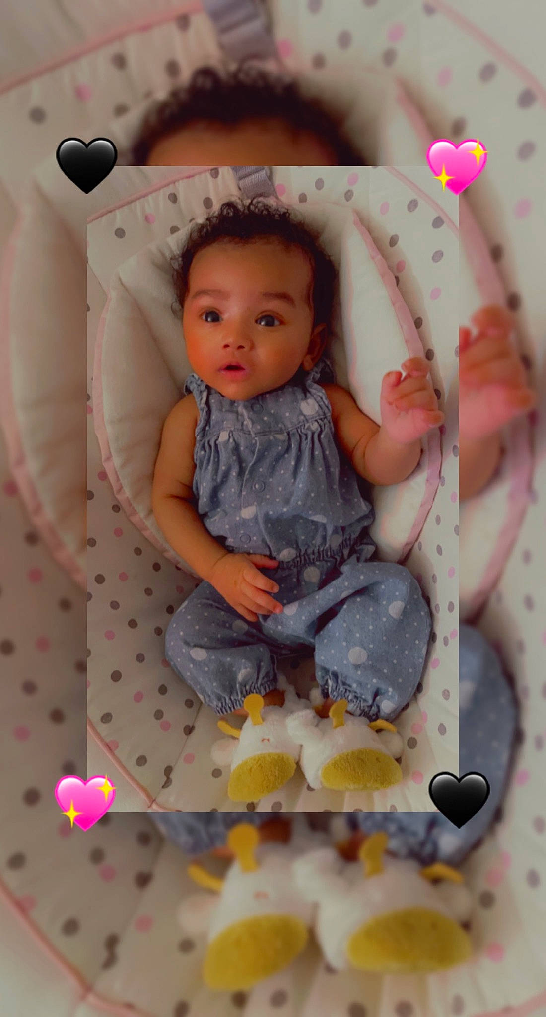 Alexandria is registered to the contest to win money with this photo: arm, baby, baby_products, baby_toddler_clothing, cheek, dress, face, facial_expression, fun, hand, happy, head, human_body, person, pink, product, purple, skin, sleeve, surprise