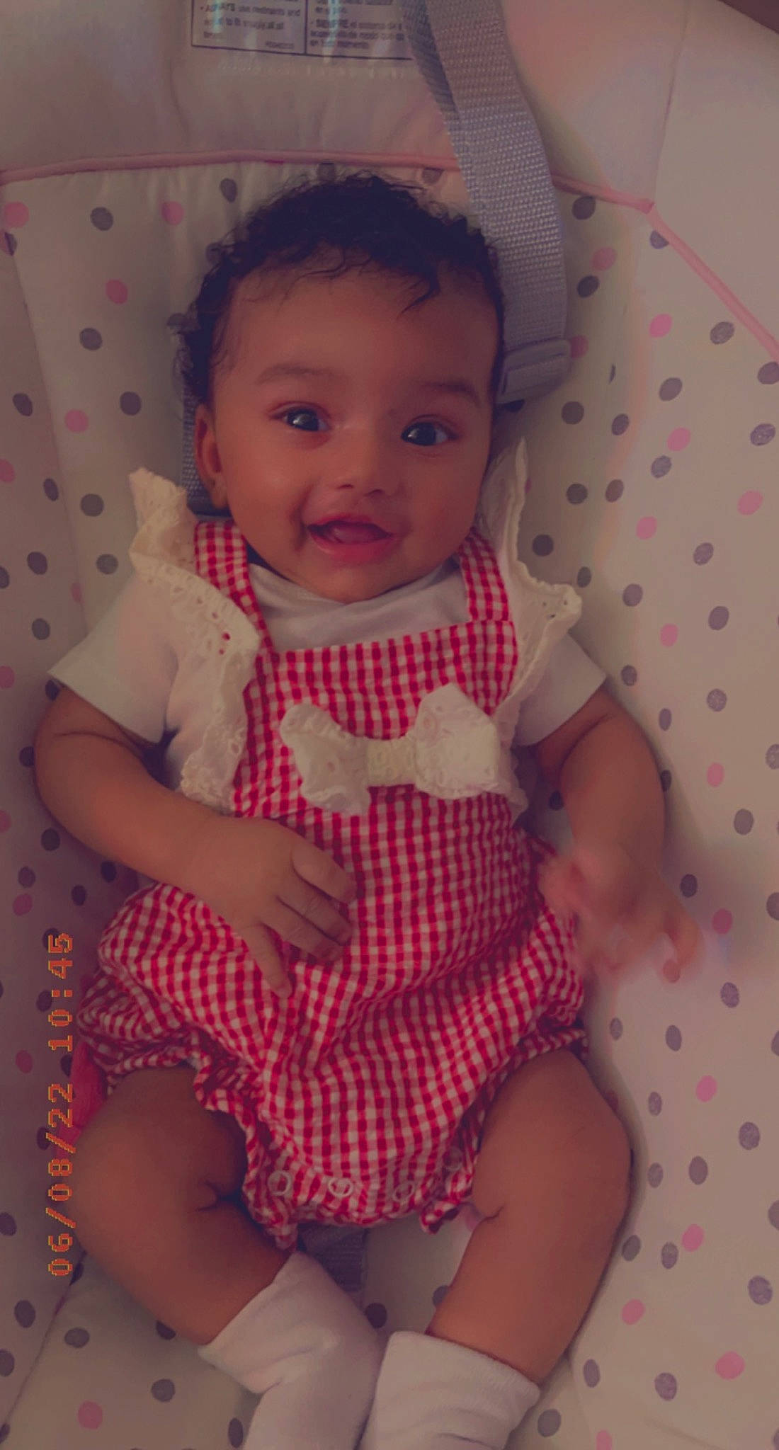 Alexandria is registered to the contest to win money with this photo: baby_toddler_clothing, cheek, chin, eye, hairstyle, hand, head, human_body, leg, lip, mouth, neck, nose, organ, person, product, skin, sleeve, standing, stomach