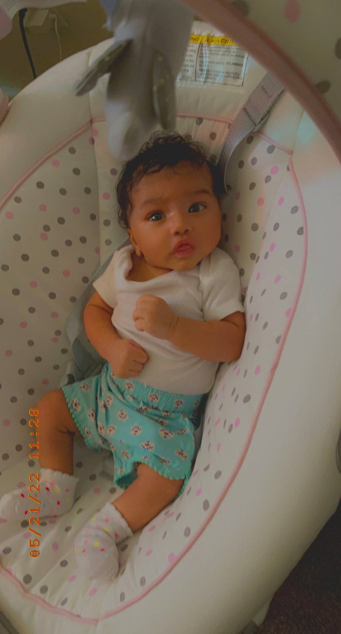 Alexandria joined the competition — help win amazing prizes! arm, baby, baby_toddler_clothing, comfort, eye, face, facial_expression, fun, hairstyle, head, human_body, mouth, neck, person, pink, product, skin, stomach, thigh, toddler