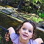 Shannon a rejoint le concours — aidez-le/la à gagner de superbes lots ! blue_eyes, child, curly_hair, cute, daylight, girl, greenery, minnie_mouse, nature, net_fence, outdoor, playful, portrait, purple_shirt, rocks, shorts, smiling, summer_clothing, water, waterfall