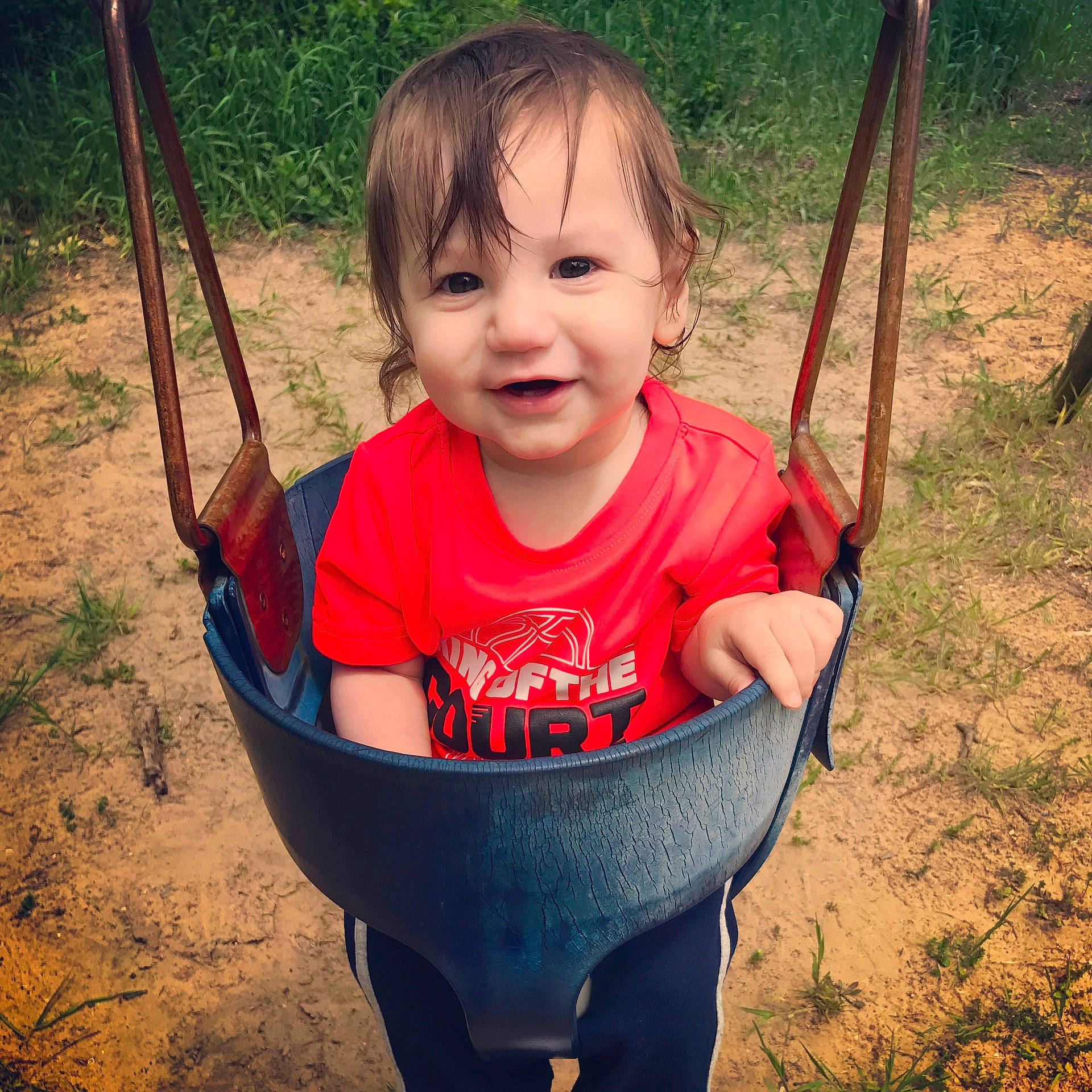 Jace is registered to the contest to win money with this photo: child, fun, infant, outdoor_play_equipment, people, person, play, toddler
