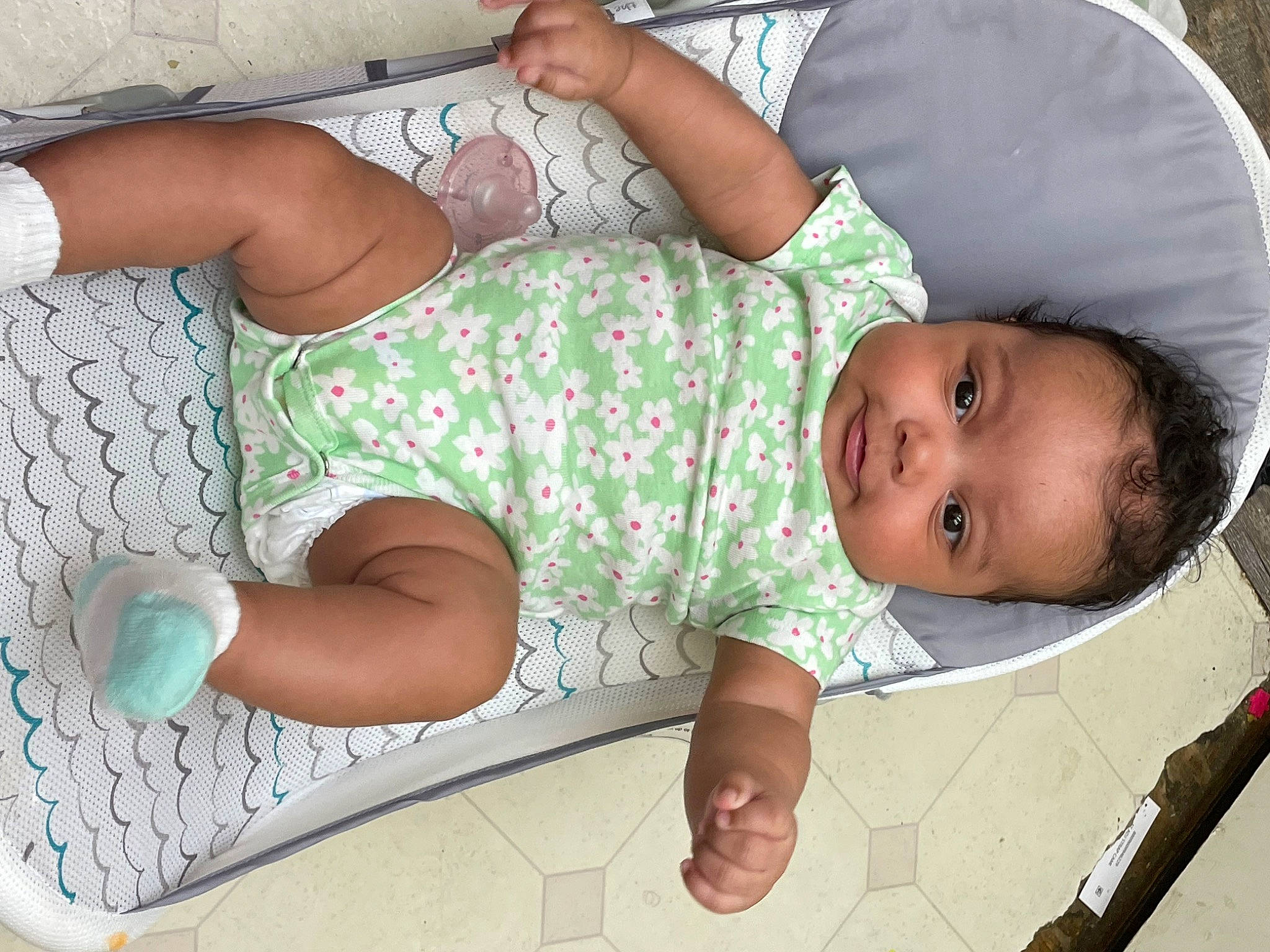 Audryanna joined the competition — help win amazing prizes! arm, baby, baby_products, baby_toddler_clothing, child, comfort, elbow, finger, foot, hand, human_leg, knee, leg, linens, mouth, pattern, person, skin, thigh, thumb