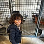 Paul a rejoint le concours — aidez-le/la à gagner de superbes lots ! animal_enclosure, animal_shelter, casual_clothing, cats, child, curious, curly_hair, floor_tiles, indoor, jacket, jeans, looking, metal_cage, pet, plaid_shirt, playful, smiling, standing, window, young