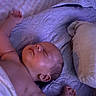 Joseph joined the competition — help win amazing prizes! baby, sleeping, bed, blanket, pillow, arm, infant, peaceful, soft_lighting, purple_tone, cozy, rest, child, skin, face, relaxation, indoors, quiet, comfort, nap