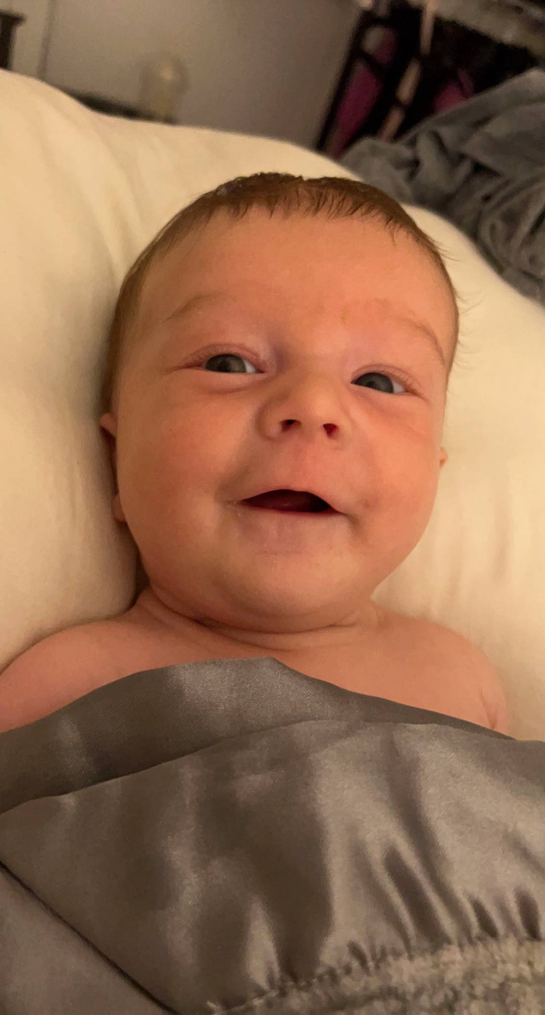 Waylon is registered to the contest to win money with this photo: baby, cheek, chin, comfort, eye, eyebrow, eyelash, face, flash_photography, happy, head, iris, jaw, lip, mouth, neck, nose, person, skin, smile