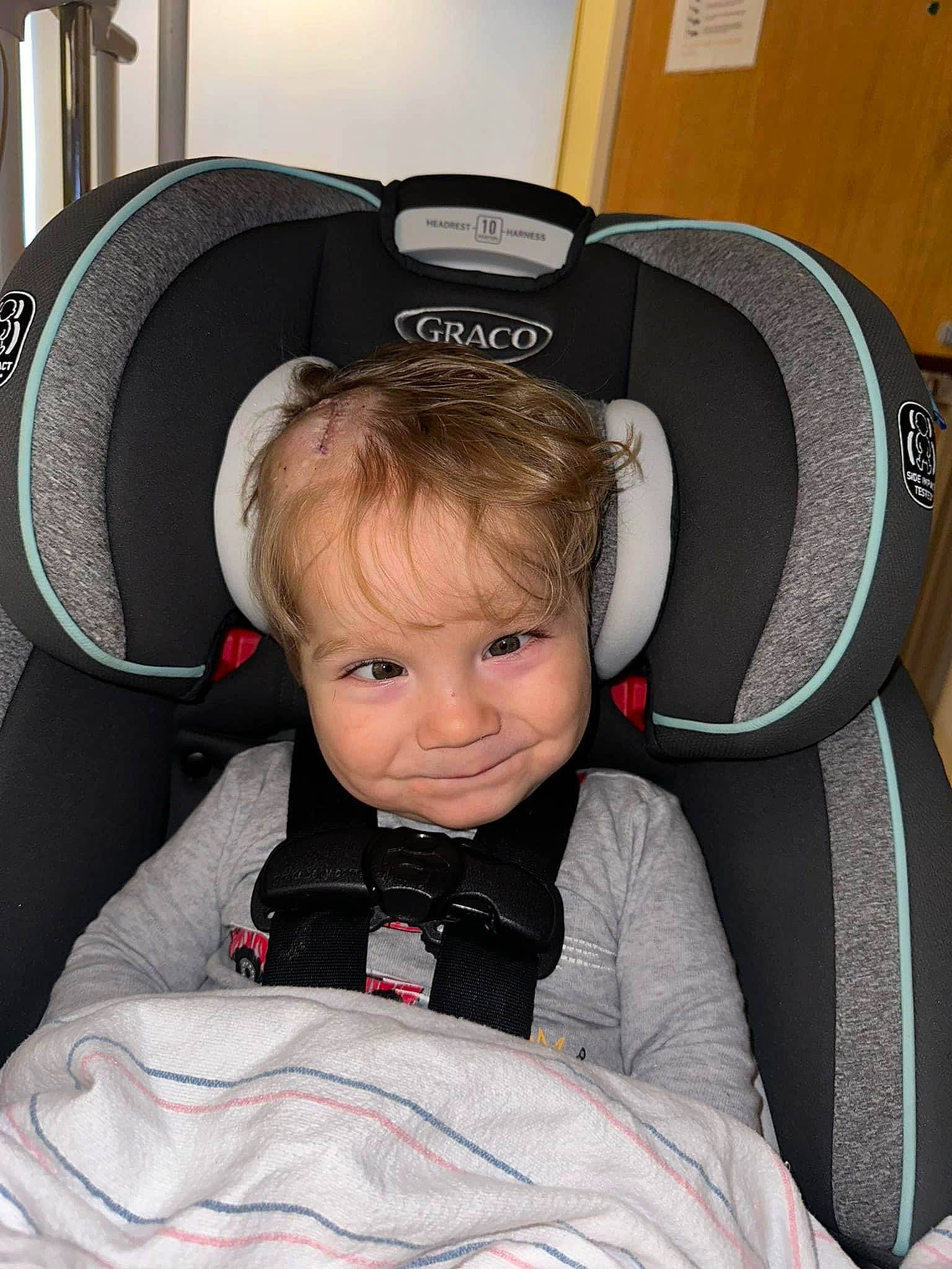 Oliver joined the competition — help win amazing prizes! auto_part, automotive_design, baby_carriage, baby_in_car_seat, car_seat, car_seat_cover, chair, child, comfort, fun, hairstyle, hat, head_restraint, hearing, joy, motor_vehicle, person, seat_belt, sitting, smile