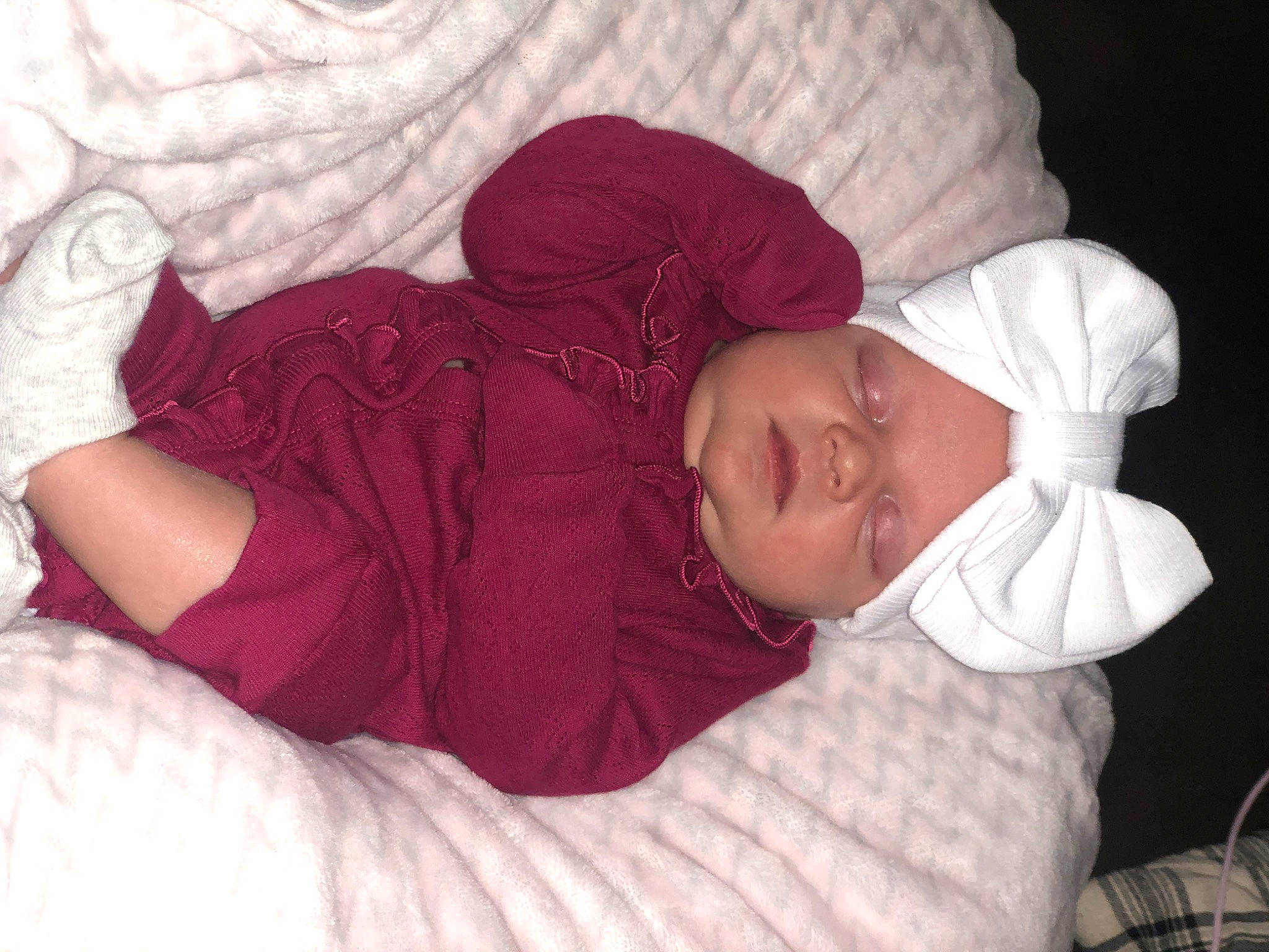 Charlotte Kay joined the competition — help win amazing prizes! arm, baby, baby_products, baby_sleeping, baby_toddler_clothing, bedtime, cheek, child, comfort, finger, hat, headwear, human_body, knit_cap, linens, mouth, nose, pattern, person, skin