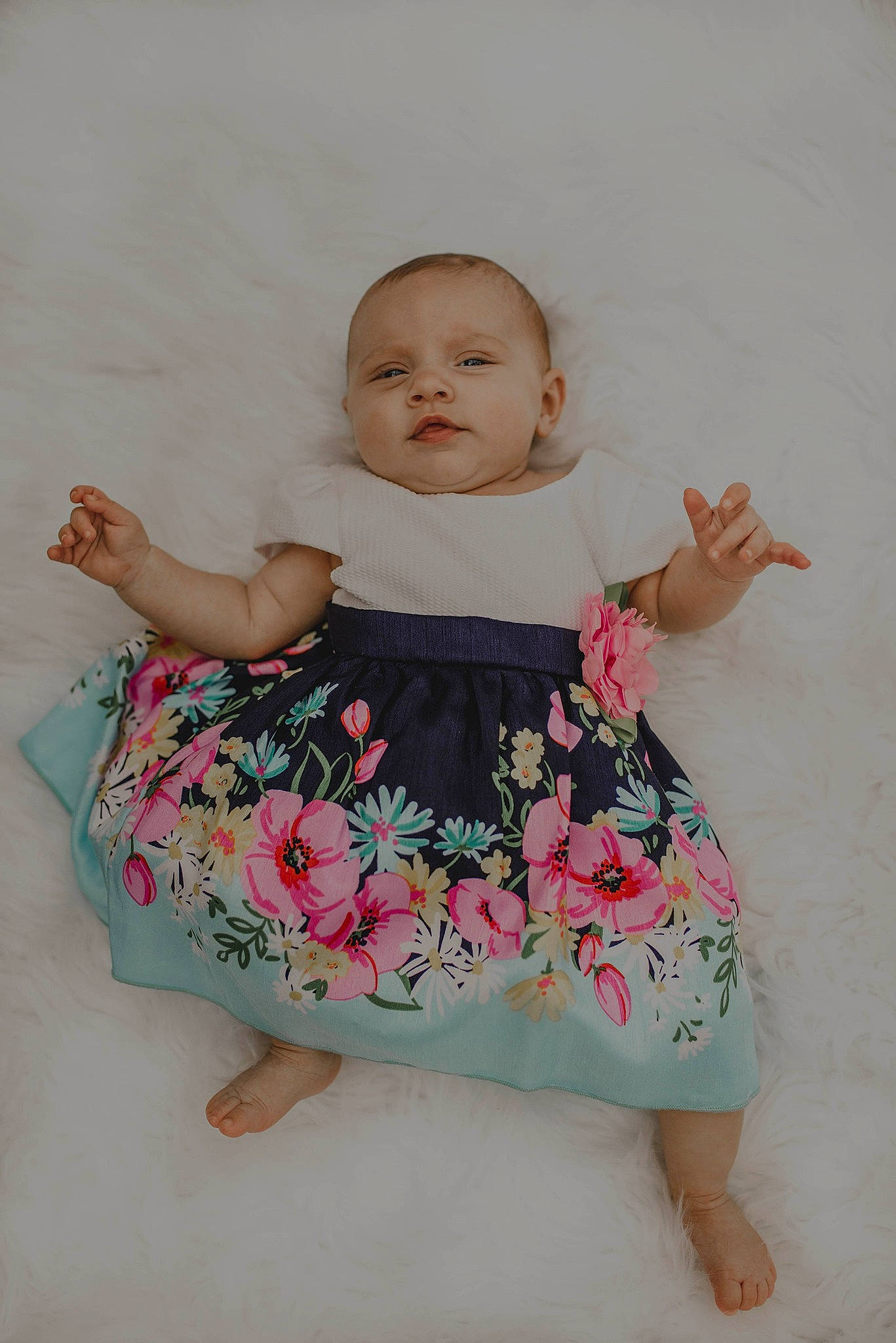 Aria Lynn joined the competition — help win amazing prizes! baby, baby_toddler_clothing, barefoot, child, design, dress, pattern, person, pink, product, skin, smile, textile, toddler