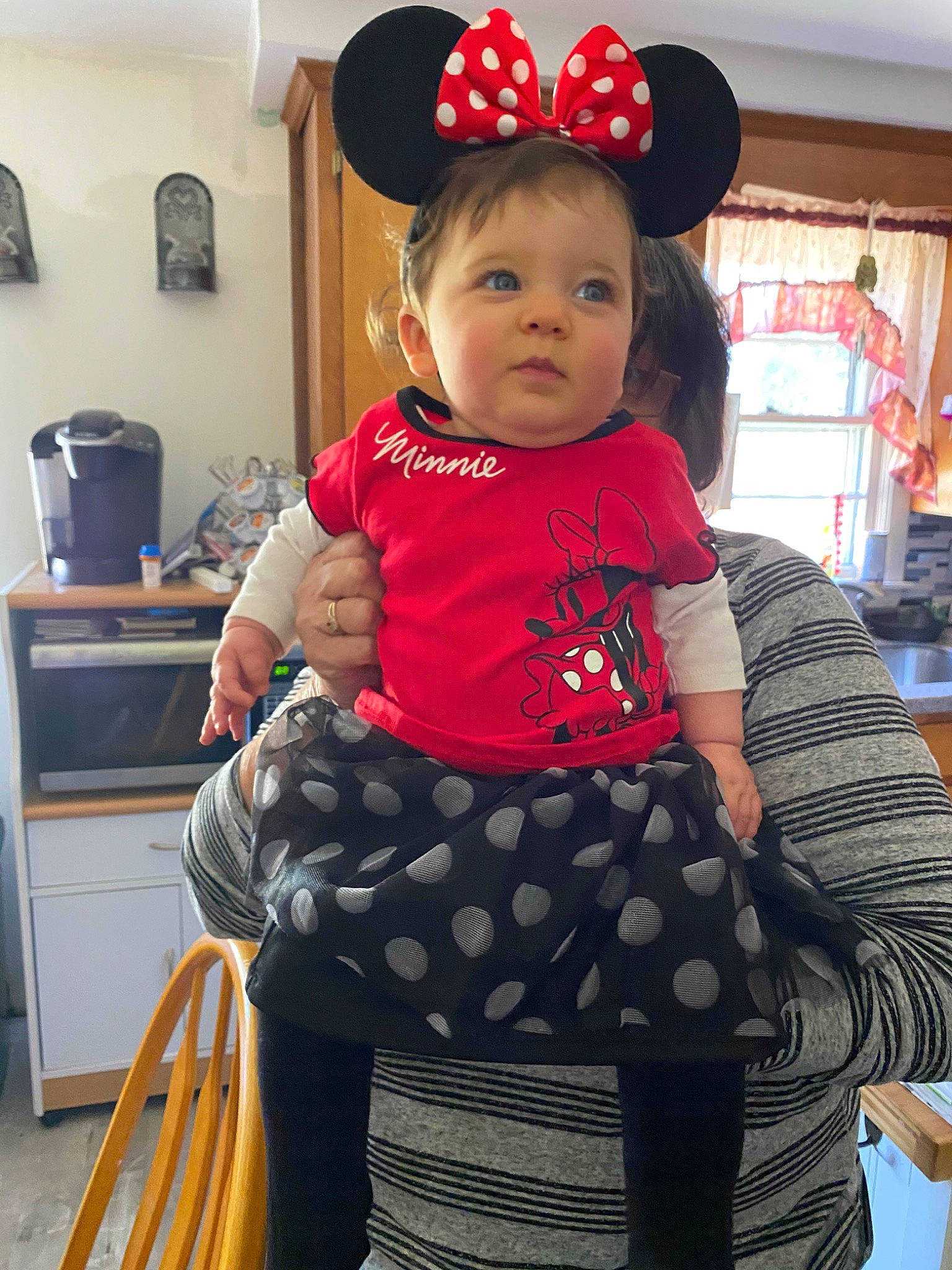 Layla is registered to the contest to win money with this photo: baby, baby_toddler_clothing, child, costume, design, pattern, person, polka_dot, t_shirt, toddler