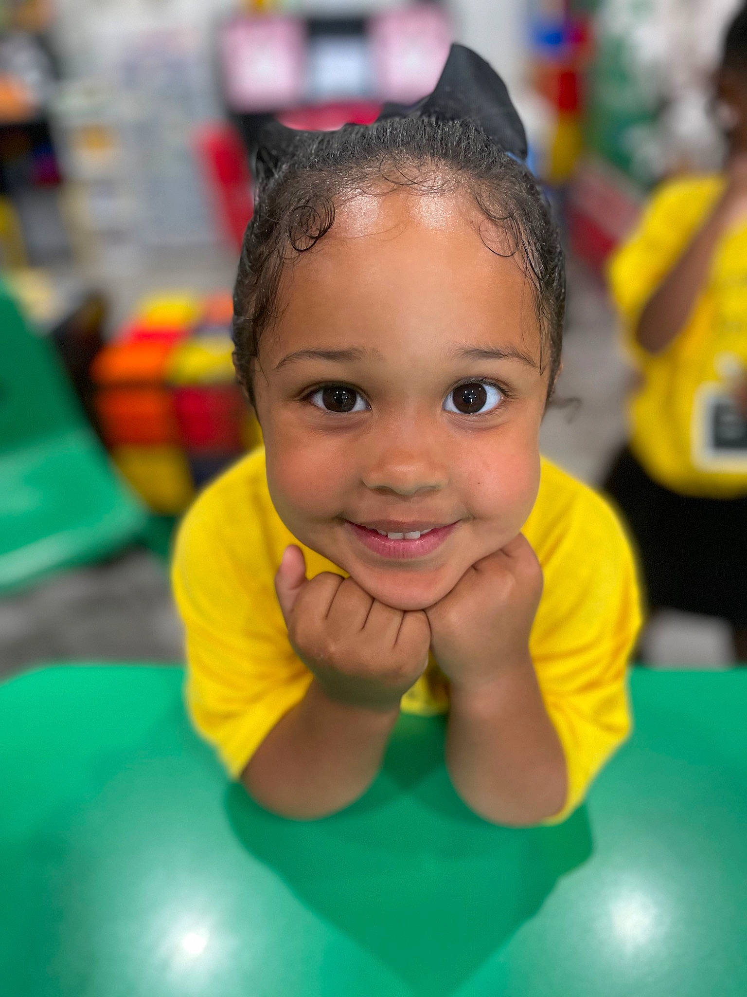 Brooklyn is registered to the contest to win money with this photo: baby, cheek, child, competition_event, facial_expression, fun, games, grass, happy, indoor_games_and_sports, joy, kindergarten, leisure, nose, party, person, play, recreation, room, skin