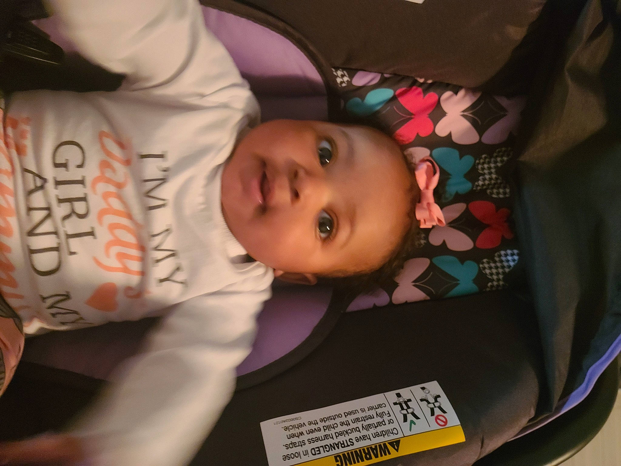 Harmony is registered to the contest to win money with this photo: baby, baby_carriage, baby_in_car_seat, baby_products, baby_toddler_clothing, car_seat, cheek, child, comfort, eyebrow, family_car, fun, mouth, nose, person, room, skin, textile, toddler, trunk
