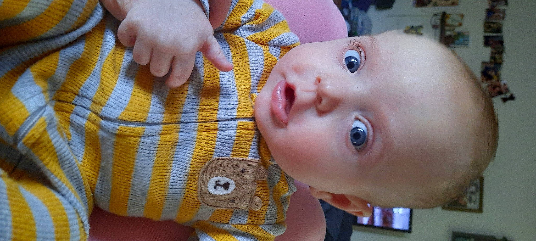 Kyson is registered to the contest to win money with this photo: baby, baby_toddler_clothing, cheek, chin, eye, eyebrow, eyelash, facial_expression, forehead, gesture, happy, human_body, iris, lip, mouth, nose, person, skin, sleeve, toddler