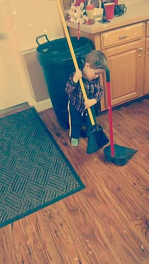 Bentley joined the competition — help win amazing prizes! broom, carpet_sweeper, cleaner, cleanliness, floor, flooring, hardwood, household_cleaning_supply, household_supply, laminate_flooring, mop, person, wood, wood_flooring