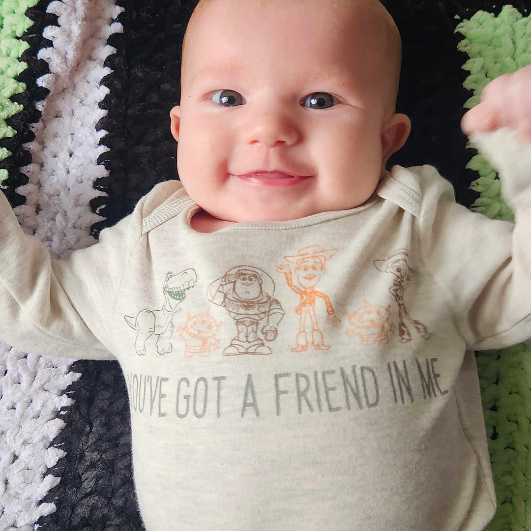 Hudson joined the competition — help win amazing prizes! applique, baby, bodypart, clothing, face, finger, hand, hat, head, knitwear, longsleeve, newborn, pants, pattern, person, photography, portrait, sleeve, sweater, t_shirt