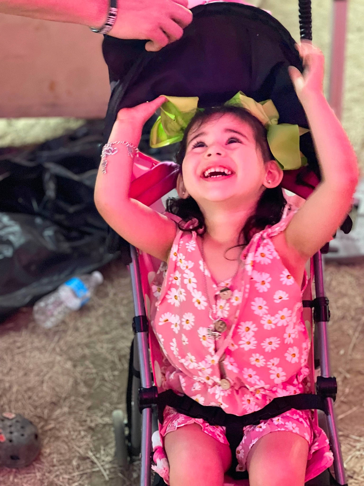 Mckenzie joined the competition — help win amazing prizes! child, clothing, entertainment, event, finger, fun, gesture, grass, happy, human, jewellery, leisure, magenta, mouth, performing_arts, person, pink, recreation, skin, smile