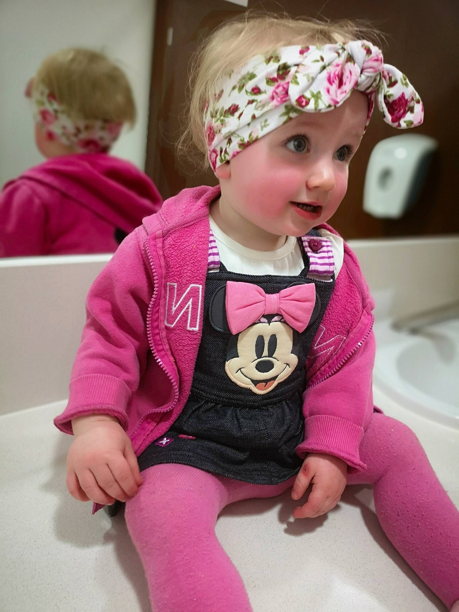 Jessica Casement is registered to the contest to win money with this photo: baby, baby_toddler_clothing, cheek, child, clothing, ear, fashion_accessory, hair_accessory, head, headband, headgear, headwear, leg, magenta, outerwear, person, pink, product, sitting, skin