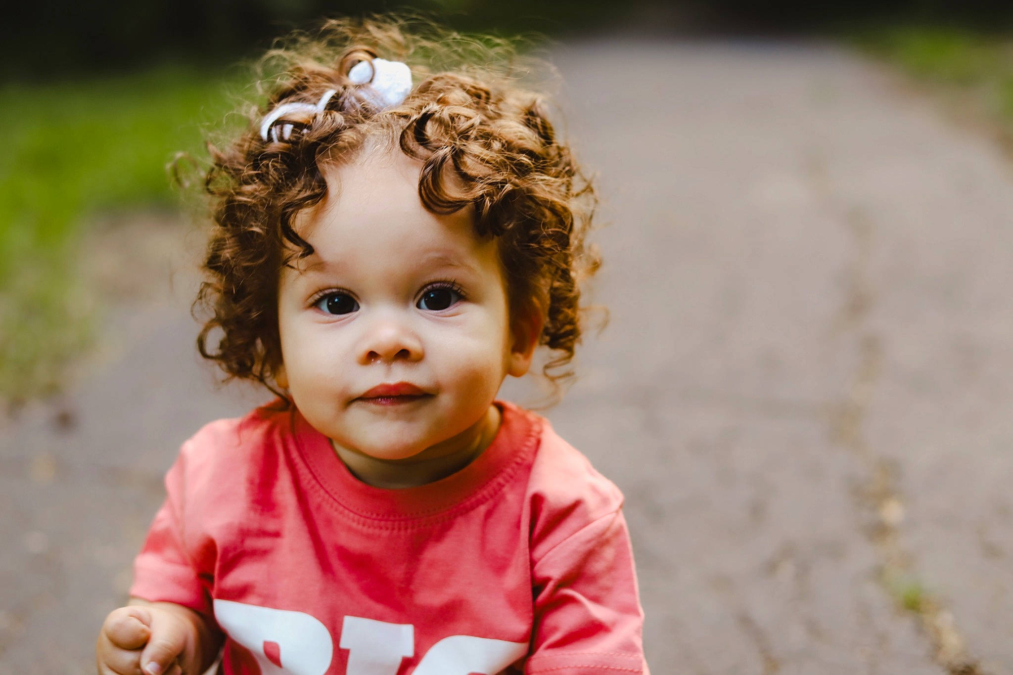Gia joined the competition — help win amazing prizes! baby_toddler_clothing, blond, cheek, eye, eyelash, face, flash_photography, grass, hair, hairstyle, happy, iris, lip, mouth, nose, people_in_nature, person, plant, skin, summer