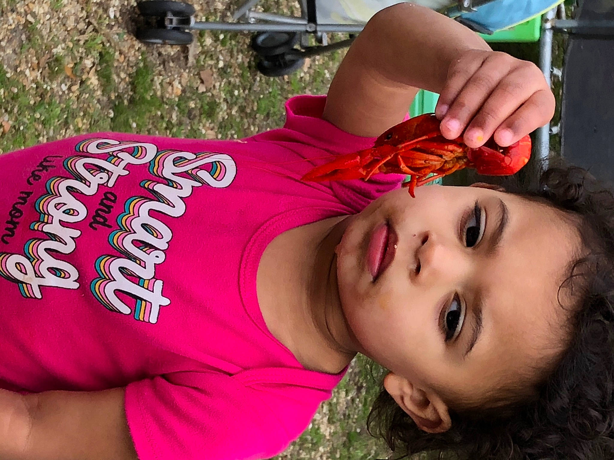 Charity joined the competition — help win amazing prizes! arm, cheek, child, ear, lip, mouth, neck, person, pink