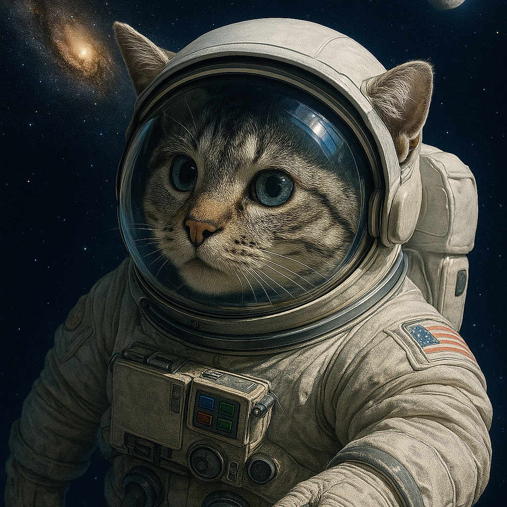 Eric Guillemin a rejoint le concours — aidez-le/la à gagner de superbes lots ! adventure, animal, animal_portrait, astronaut_suit, cat, cosmic, costume, cute, floating, galaxy, helmet, moon, outer_space, science_fiction, space, space_exploration, space_mission, space_travel, spacewalk, stars