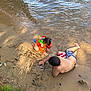 Cora joined the competition — help win amazing prizes! child, children, sand, water, lake, swimwear, floatation_vest, summer, outdoor, play, shore, waves, sunlight, nature, recreation, barefoot, sitting, digging, fun, daytime