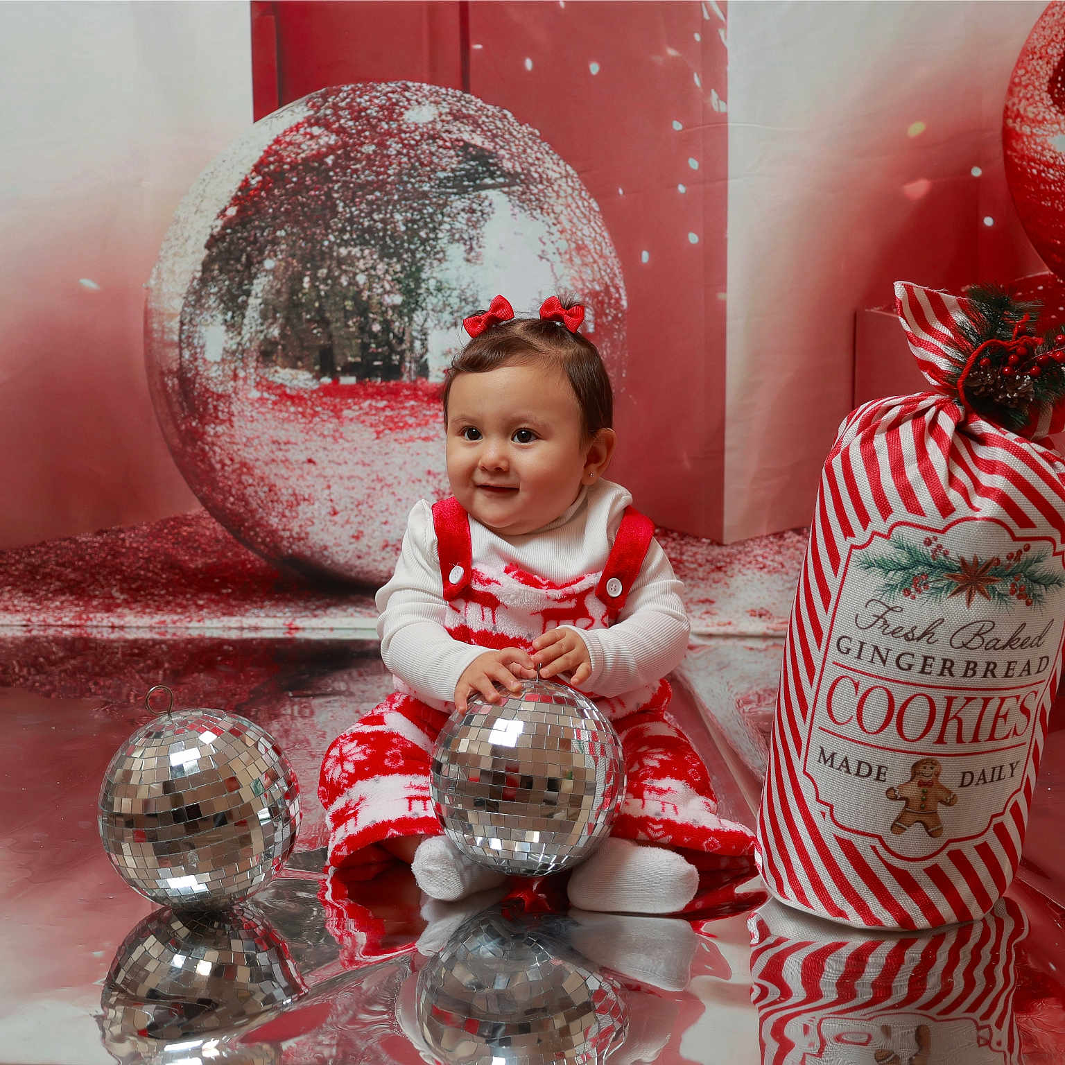 Jaylyn is registered to the contest to win money with this photo: accessories, baby, clothing, dress, face, festival, flower, flowerarrangement, food, formalwear, happy, head, person, photography, plant, portrait, sitting, smile, sphere, sweets
