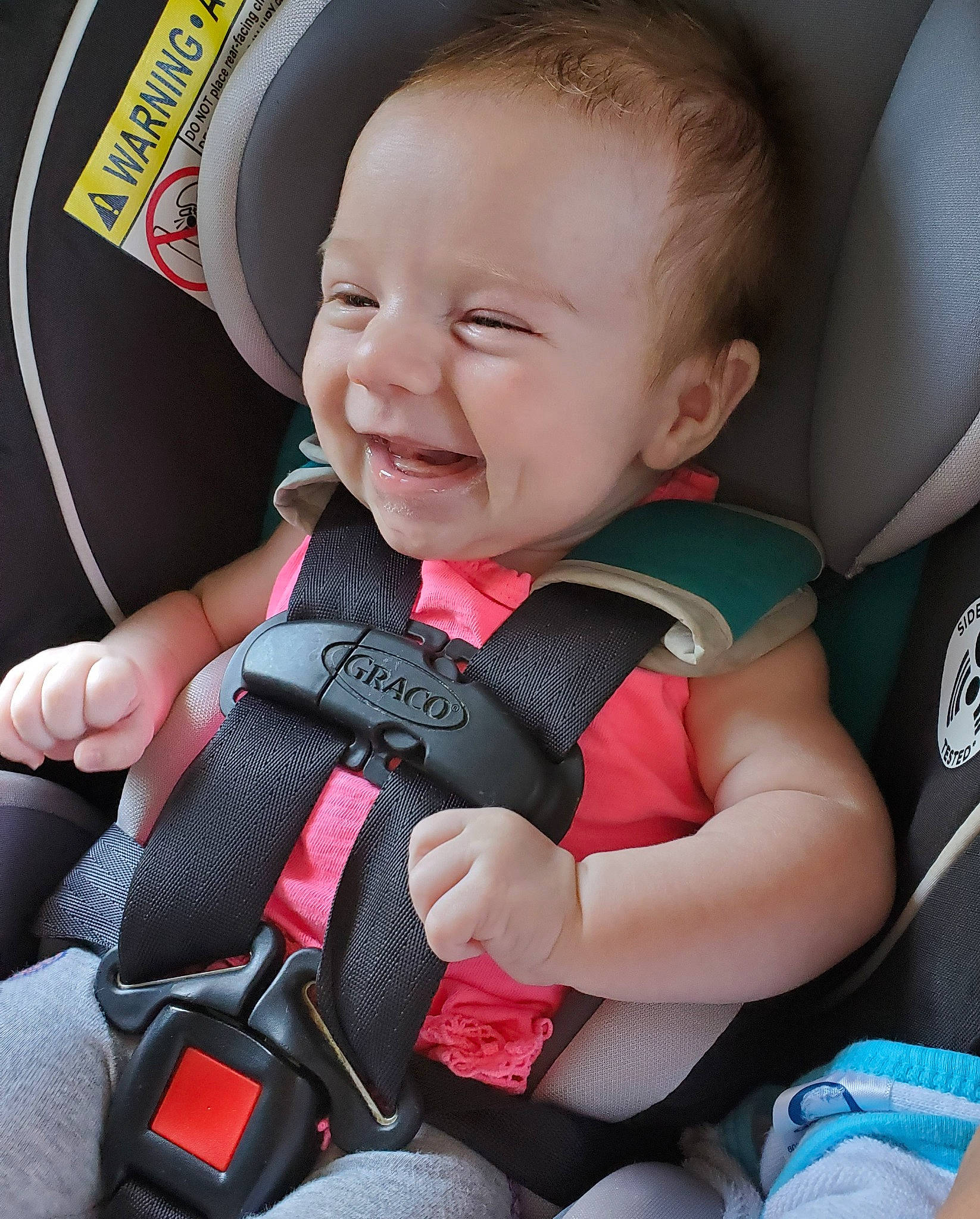 Jacquelyn is registered to the contest to win money with this photo: auto_part, baby, baby_carriage, baby_in_car_seat, baby_products, car_seat, car_seat_cover, child, person, product, seat_belt, toddler