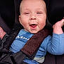Adriann participe au concours pour gagner de l'argent avec cette photo : baby, baby_boy, blue_shirt, car_seat, child, closeup, clothing, denim, expression, face, greenery, happy, head, infant, outdoor, person, safety_harness, seat, seatbelt, smiling