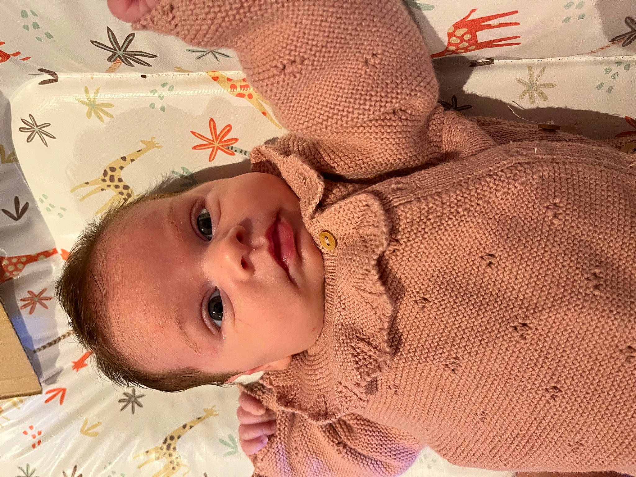 Telïa participe au concours pour gagner de l'argent avec cette photo : baby, baby_toddler_clothing, cheek, child, chin, comfort, eyebrow, eyelash, flesh, happy, head, linens, lip, neck, nose, pattern, peach, person, skin, sleeve
