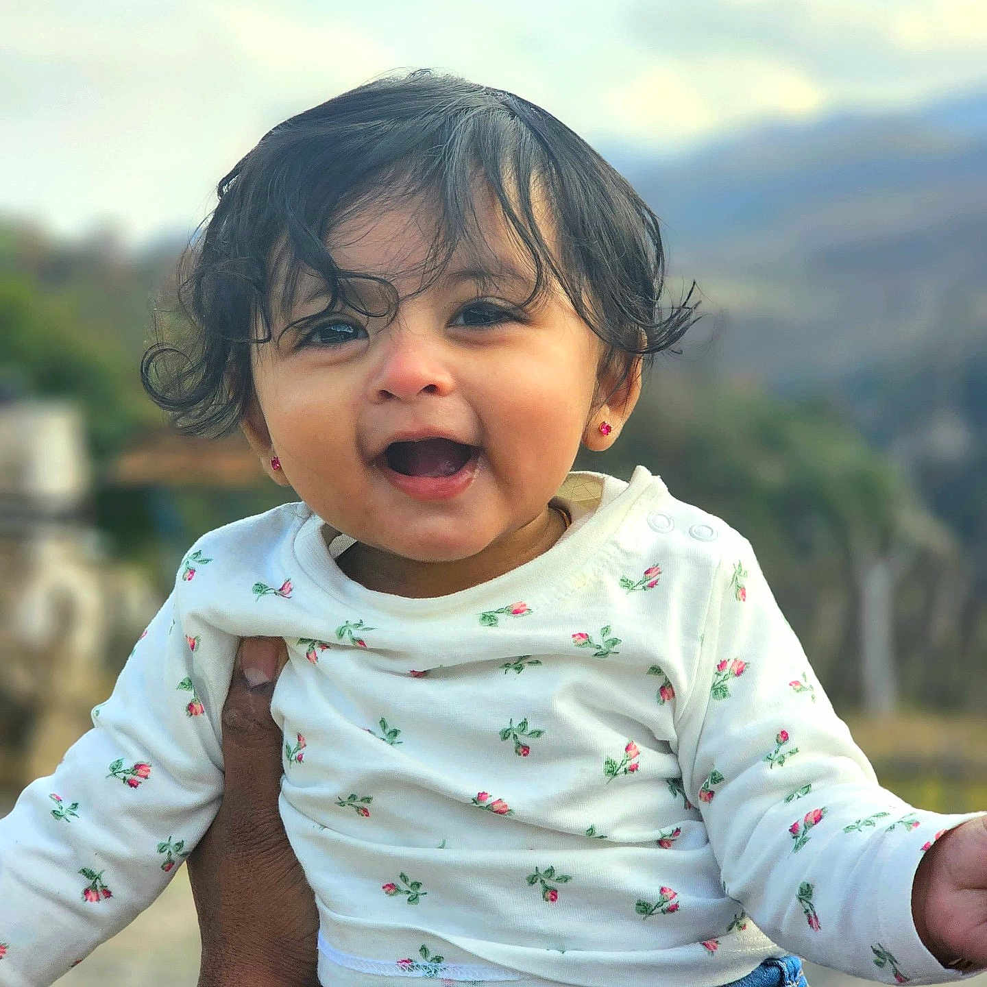 Nyra joined the competition — help win amazing prizes! baby, babylaughing, blackhair, blouse, clothing, crying, face, hair, happy, head, jeans, laughing, pants, person, photography, portrait, sad, sleeve, smile, t_shirt