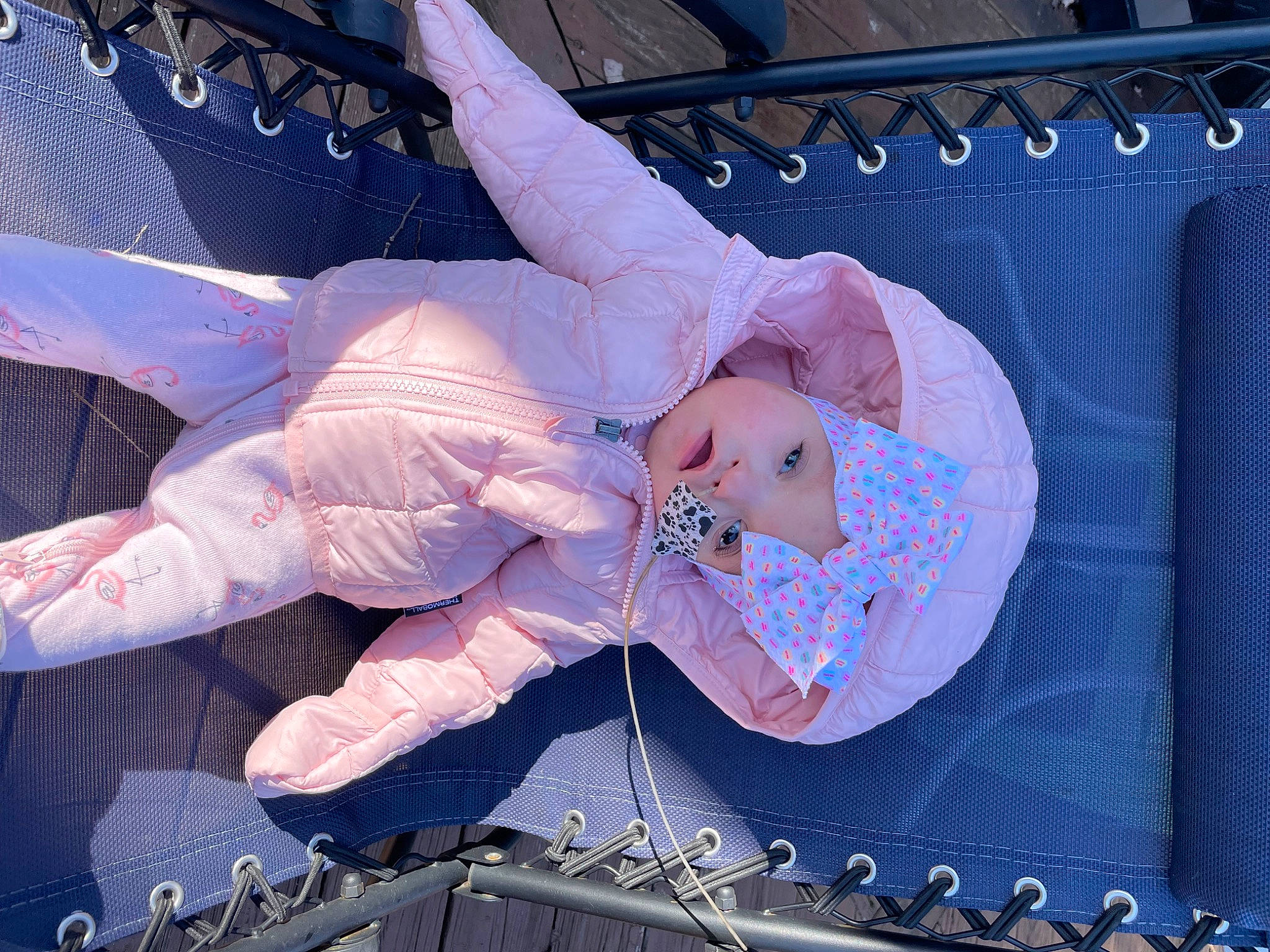 Charlotte joined the competition — help win amazing prizes! baby, baby_products, baby_toddler_clothing, child, comfort, elbow, electric_blue, entertainment, event, gesture, headwear, human_body, lap, linens, pattern, person, purple, toddler