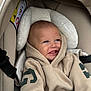 baby, child, hoodie, car_seat, smiling, face, blue_eyes, cozy, infant, cute, clothing, seatbelt, happy, portrait, young_child, indoors, comfort, apparel, baby_boy, casual