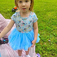 Izabella joined the competition — help win amazing prizes! blue_dress, casual, child, curious, cute, daylight, grass, greenery, nature, outdoor, person, pink_sheet, playtime, portrait, short_sleeves, socks, standing, stroller, tutu, young_child