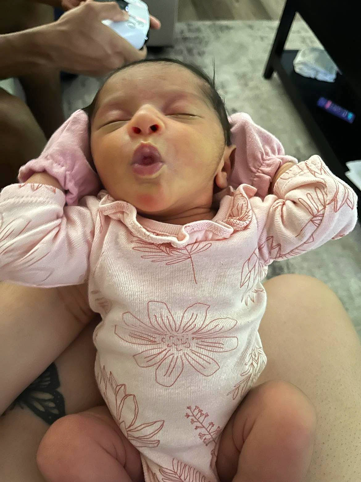 Valencia joined the competition — help win amazing prizes! baby, baby_toddler_clothing, cheek, chin, comfort, eye, eyebrow, face, finger, gesture, happy, head, human_body, iris, lip, mouth, neck, nose, person, skin