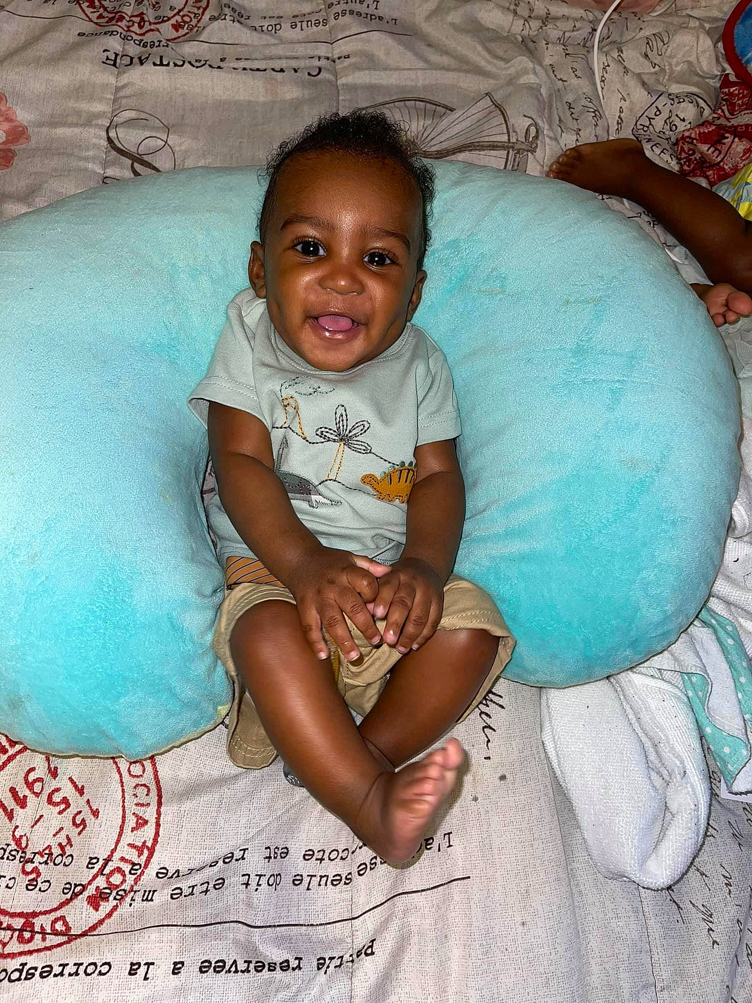 Jeremiah joined the competition — help win amazing prizes! aqua, baby, baby_toddler_clothing, cheek, cool, eye, facial_expression, flash_photography, happy, head, human_body, mammal, mouth, person, pink, product, skin, smile, textile, toddler