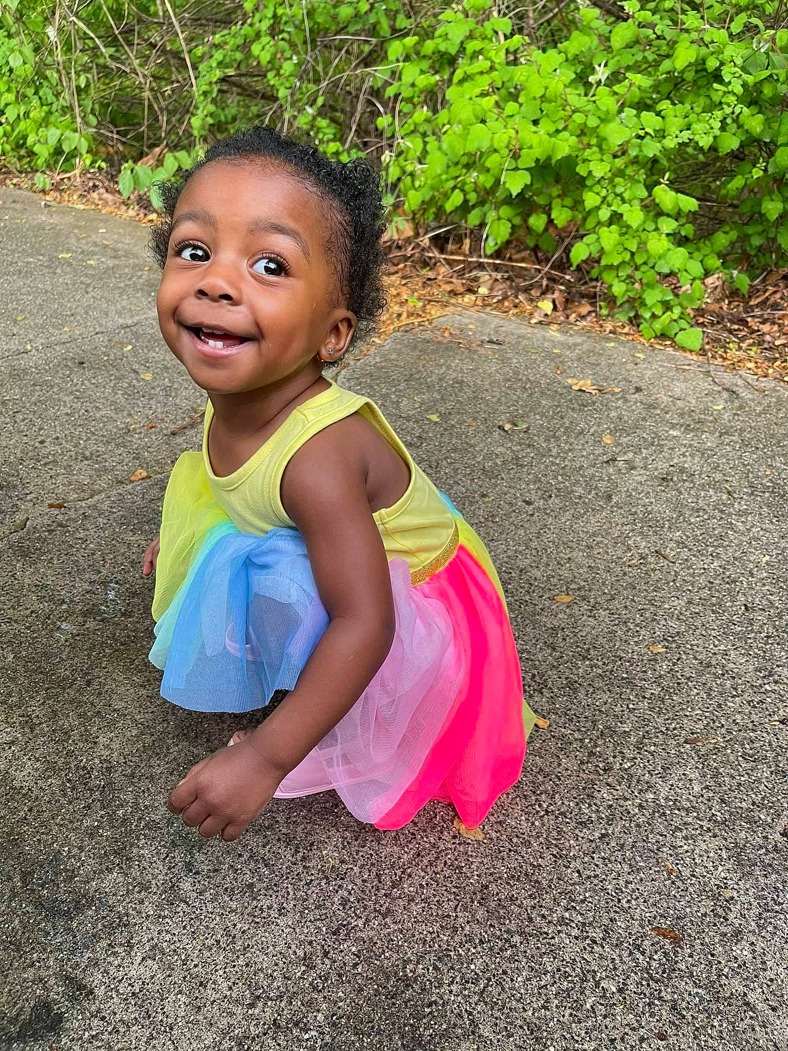 Lani joined the competition — help win amazing prizes! asphalt, baby, baby_toddler_clothing, child, dress, fun, grass, happy, joy, leisure, magenta, people_in_nature, person, plant, public_space, recreation, road_surface, sitting, smile, standing