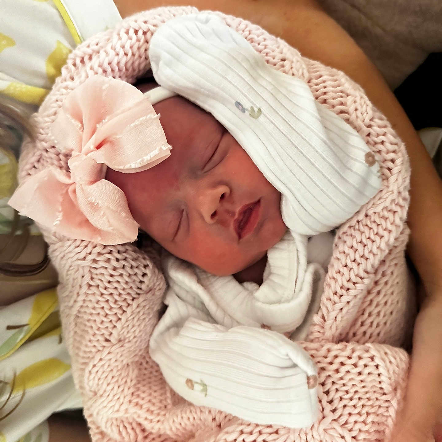 Esabela joined the competition — help win amazing prizes! baby, blanket, bonnet, childbirth, clothing, face, glove, hat, head, newborn, person, photography, portrait, quilt, sleeping, towel
