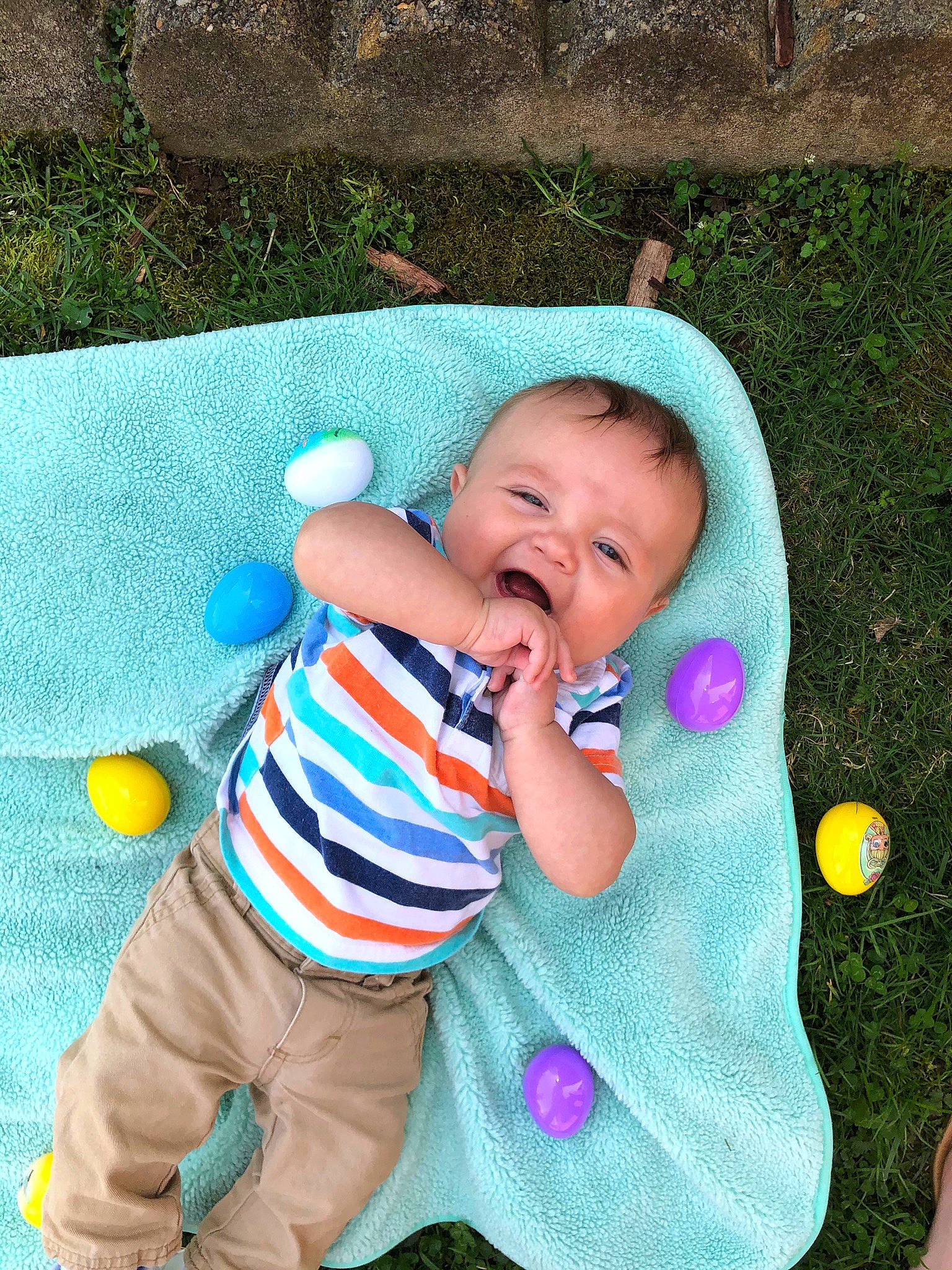 Eastyn joined the competition — help win amazing prizes! baby, baby_products, baby_toddler_clothing, baby_toys, cheek, child, fun, grass, green, happy, head, leisure, pattern, people_in_nature, person, play, sitting, skin, sleeve, smile